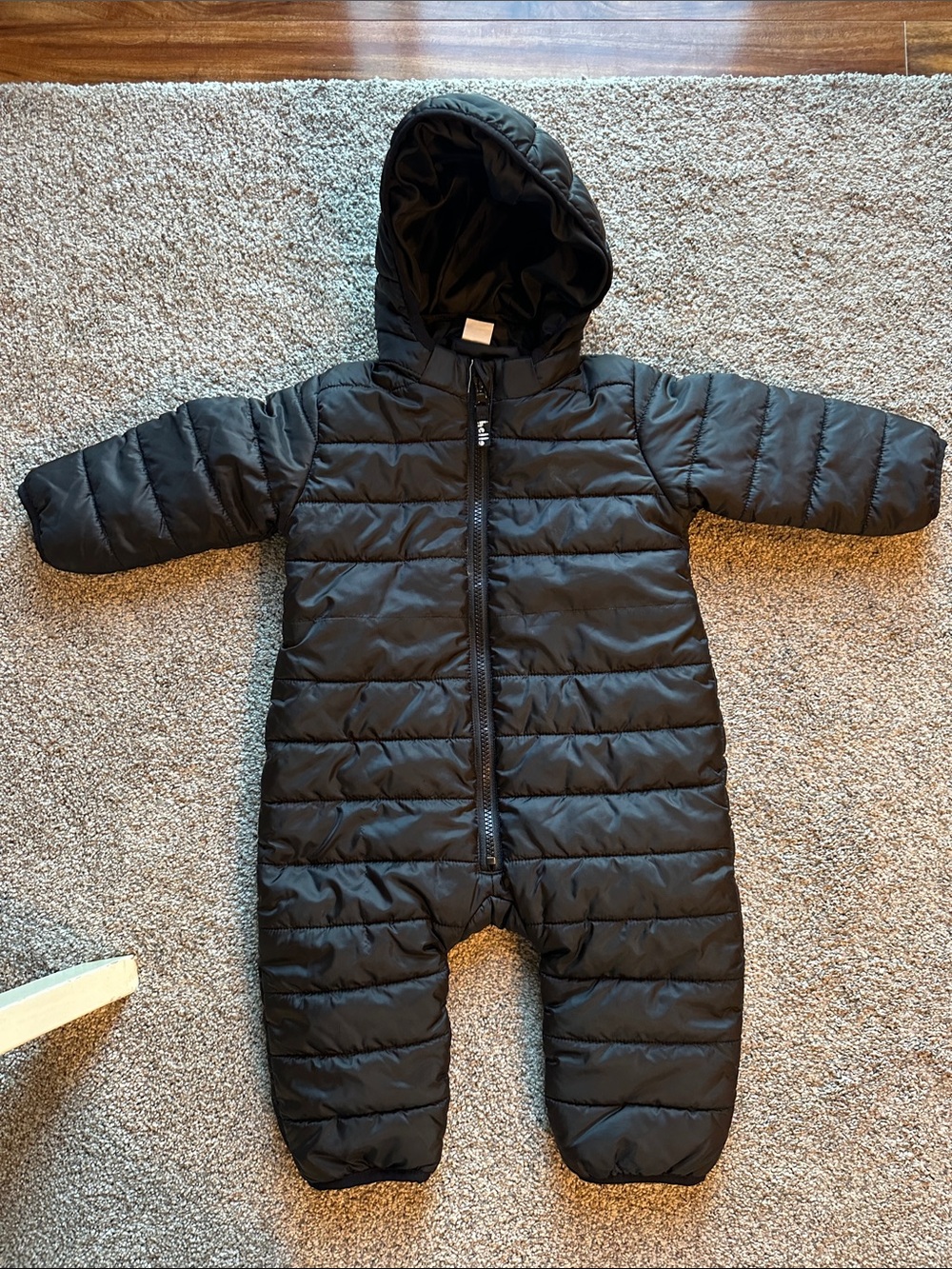 H&M Black Hooded Quilted Baby One-Piece Snowsuit